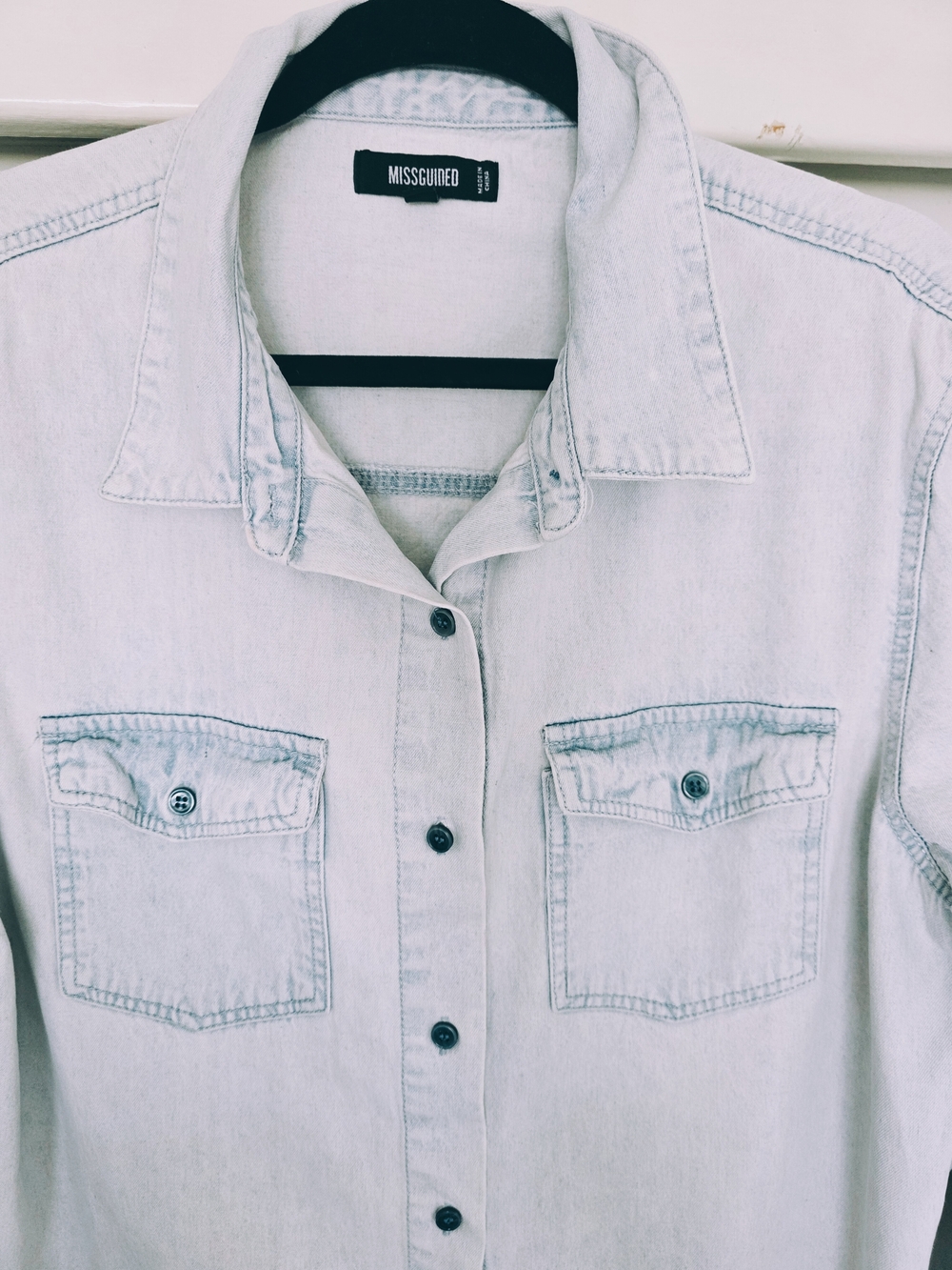 Light Wash Denim Button-Up Shirt - Picture 4 of 6